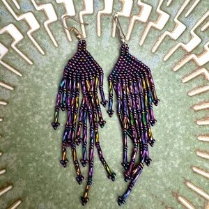 Iridescent Handmade Beaded Earrings